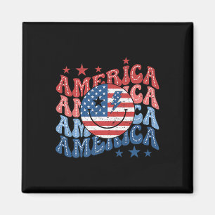 Aimant Retro America Smile Face American Flag Patriotique