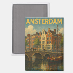 Aimant Retro Amsterdam Pays-Bas Grachten