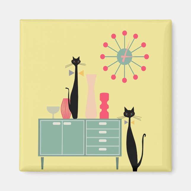 Aimant Retro Atomique Moyen Siècle Moderne MCM Cool Chat (Devant)