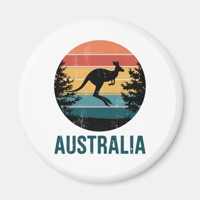 Aimant Retro Australian Sunset Animal sauter Kangaroo (Devant)