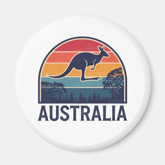 Aimant Retro Australian Sunset Animal sauter Kangaroo (Devant)