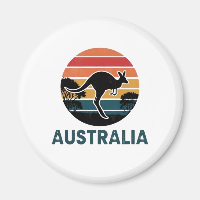 Aimant Retro Australian Sunset Animal sauter Kangaroo (Devant)