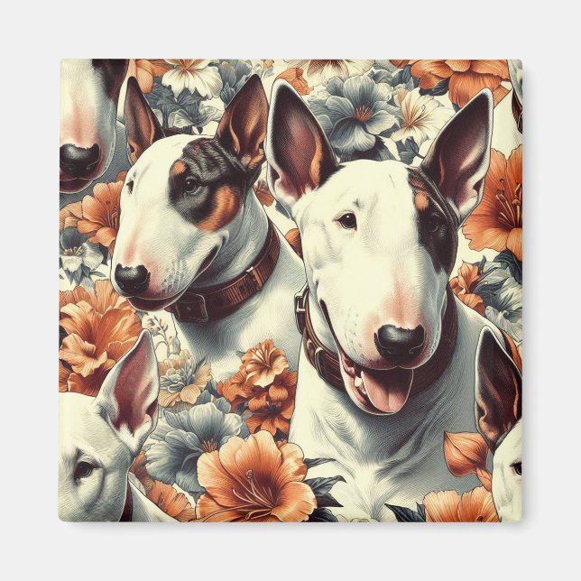 Aimant Retro Bull Terrier Peinture sans fil (Devant)