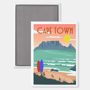 Aimant Retro Cap Afrique du Sud Table Mountain Art