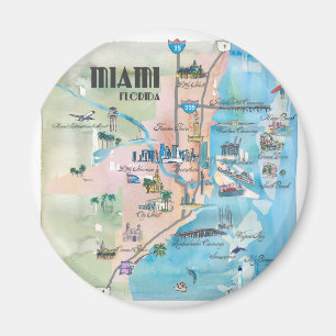 Aimant Rétro carte de Miami la Floride