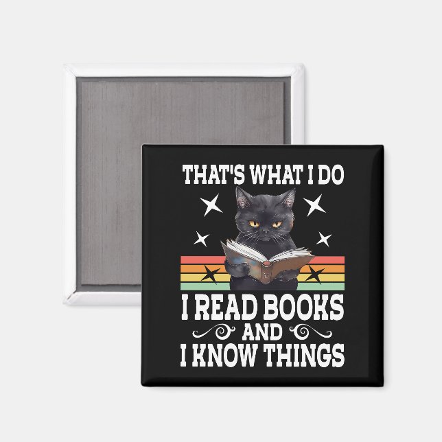 Aimant Retro Cat Livres Le Lecteur Halloween Lecture Cade (Recto/Verso)