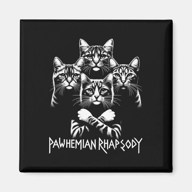 Aimant Retro Cat Rock Music Concert Band Men Kids Women F (Devant)