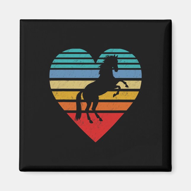 Aimant Retro Cheval Coeur Amour animal (Devant)