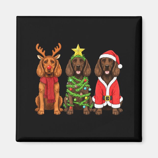 Aimant Retro Christmas Boykin Spaniel Santa Reindeer Dog  (Devant)