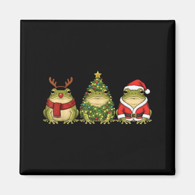 Aimant Retro Christmas Desert Rain Frog Santa Reindeer  (Devant)