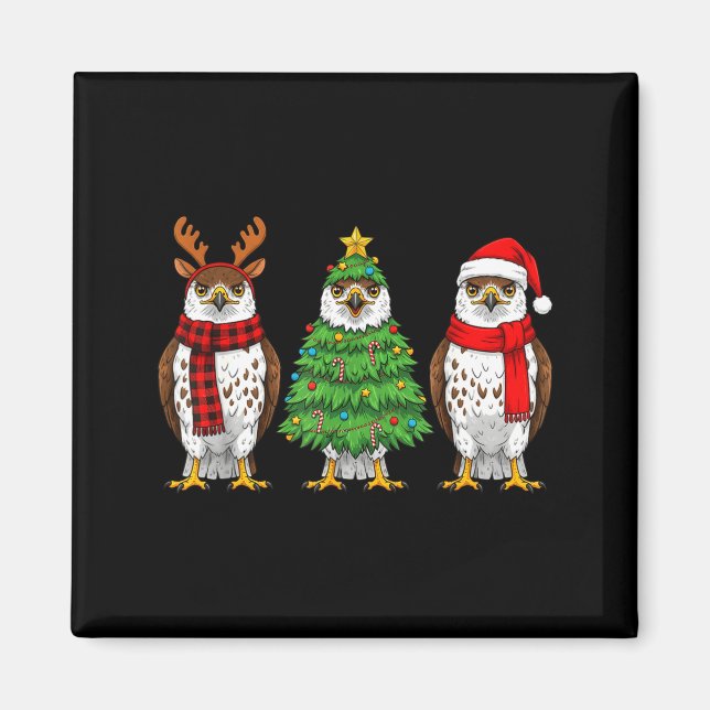 Aimant Retro Christmas Hawk Santa Reindeer  (Devant)