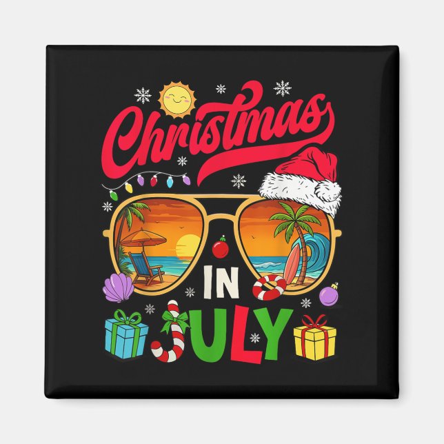 Aimant Retro Christmas In July Sungles Beach Summer Hawai (Devant)