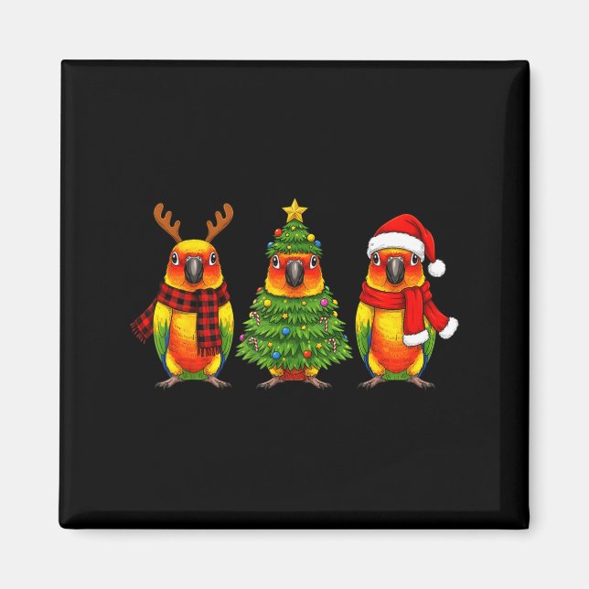 Aimant Retro Christmas Sun Conure Parrot Santa Reindeer  (Devant)