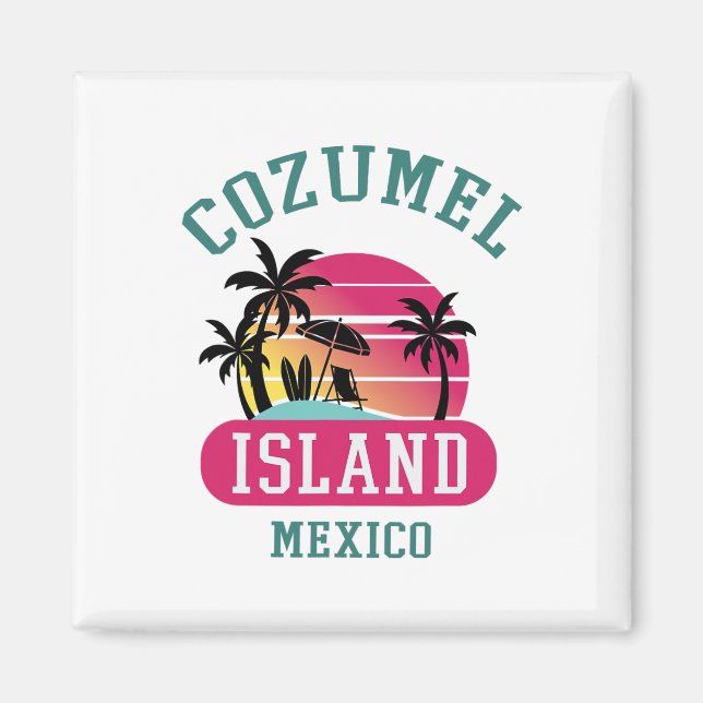 Aimant Retro Cool Cozumel Original Mexique Plages coucher (Devant)