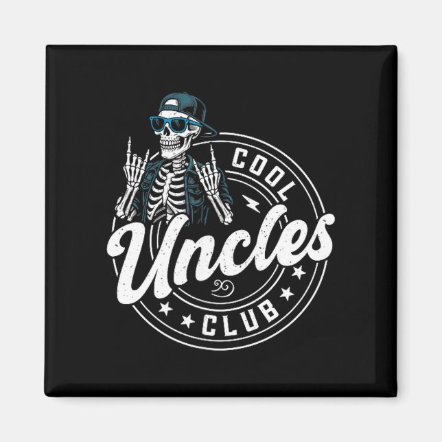 Aimant Retro Cool Uncles Club Funny Skeleton New Uncle Me (Devant)