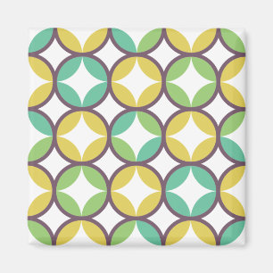 Aimant Retro Diamond dans Circle Pattern Blue Green Gold