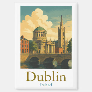Aimant Retro Dublin Irlande Voyage Vintage Art