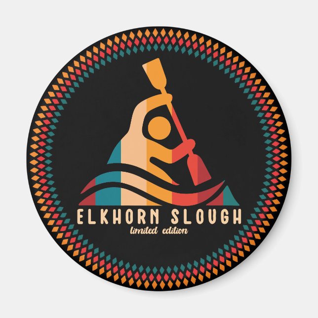 Aimant Retro Elkhorn Slough Kayaking (Devant)
