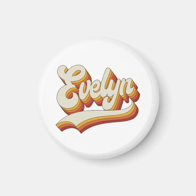 Aimant Retro Evelyn Name 70s Vintage Design (Devant)