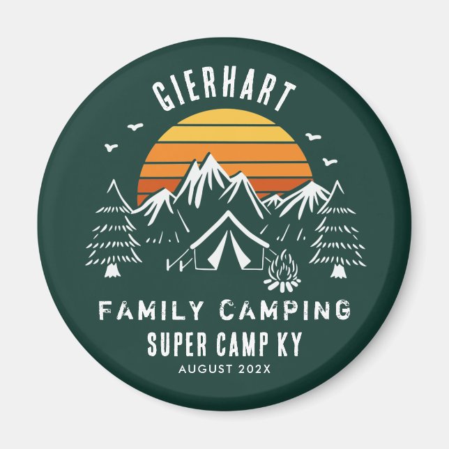 Aimant Retro Family Camping Custom Keepsaké (Devant)