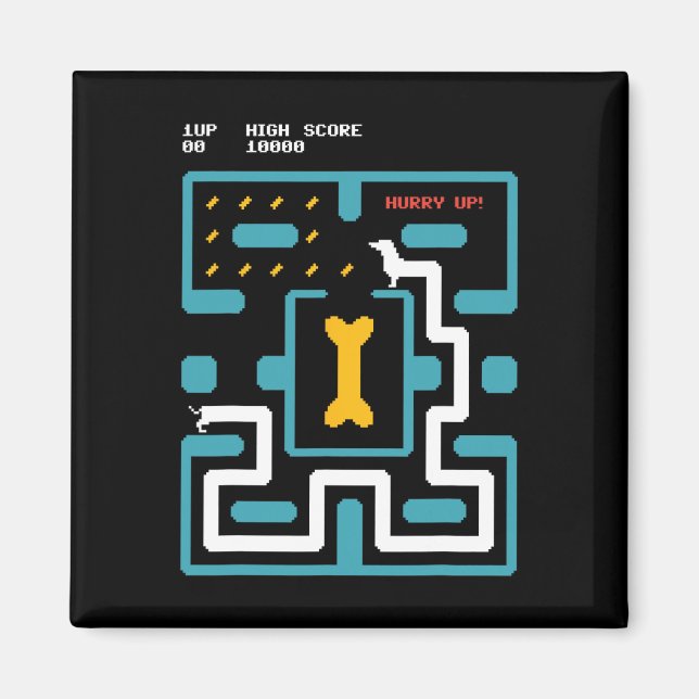 Aimant Retro Gaming Console Video Game Dog 80s Arcade  (Devant)