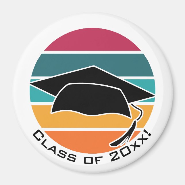 Aimant Retro Graduation Graduation Casquette Mortarboard (Devant)