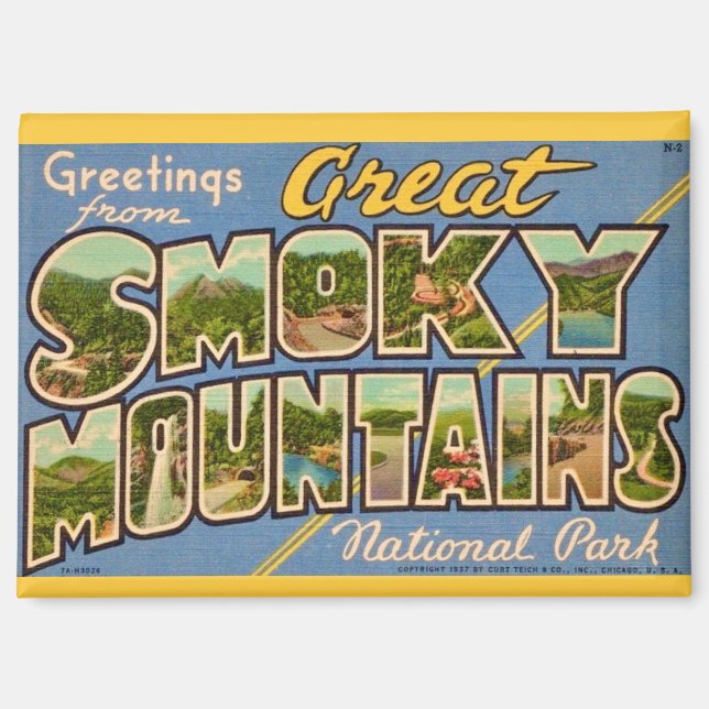 Aimant Rétro Great Smoky Mountains (Recto)
