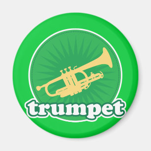 Aimant Retro Green Trumpet Music Cadeau