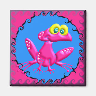 Aimant Rétro grenouille rose géniale