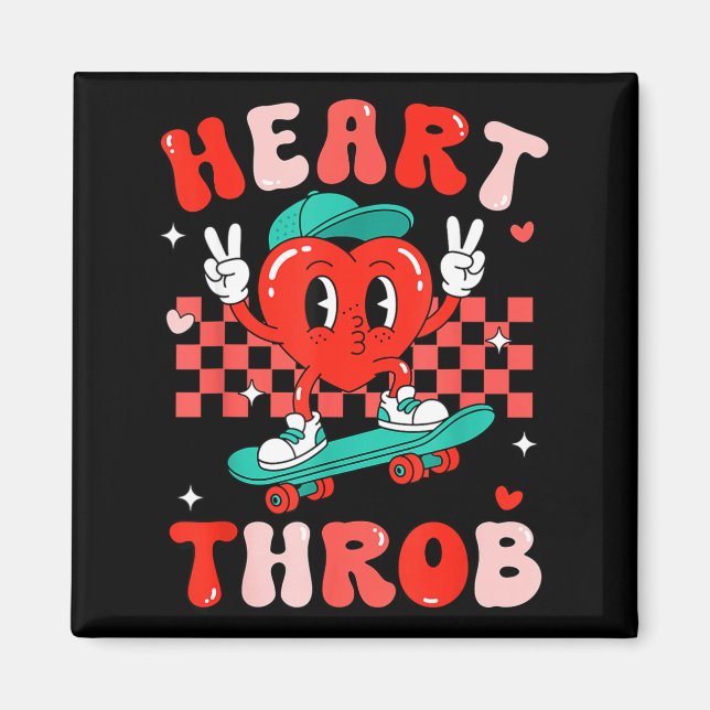Aimant Retro Groovy Heart Throb Valentines Day Toddlers B (Devant)
