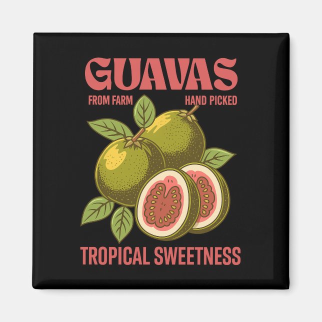 Aimant Retro Guavas Fruit Commercial Graphisme Art Style (Devant)