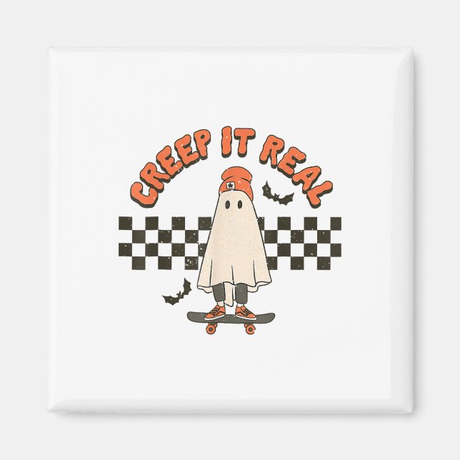 Aimant Retro Halloween Creep It Real Ghost Boy Fall Seaso (Devant)