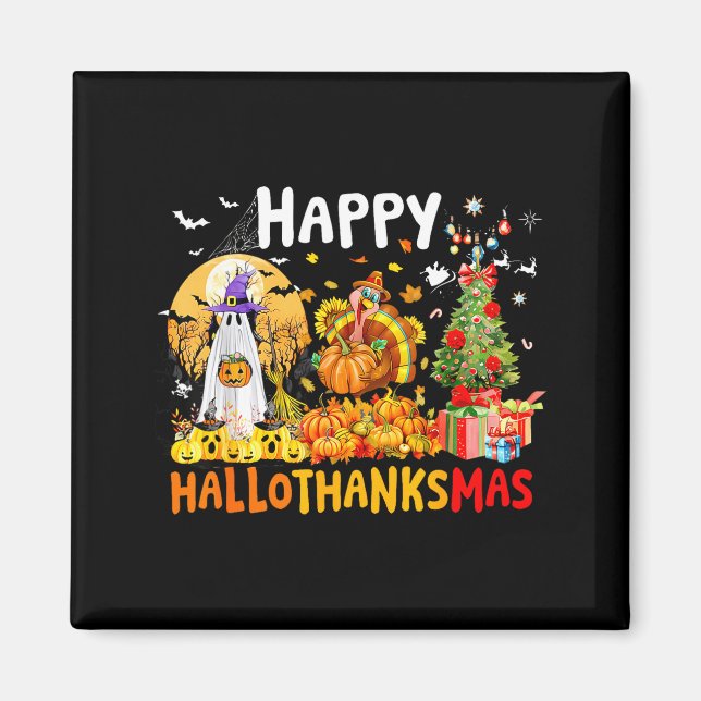 Aimant Retro Halloween Thanksgiving Christmas Happy Hallo (Devant)