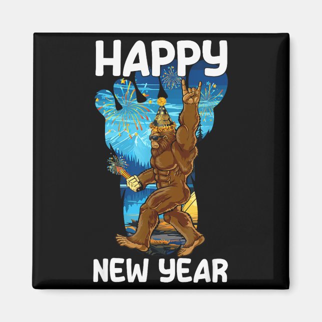 Aimant Retro Happy New Year 2026 Bigfoot Lovers New Years (Devant)