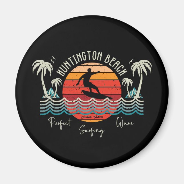 Aimant Retro Huntington Beach Surf (Devant)