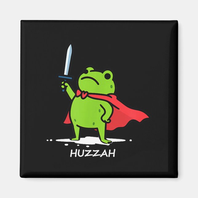 Aimant Rétro Huzzah Grenouille Chevalier Épée Drôle Mème  (Devant)