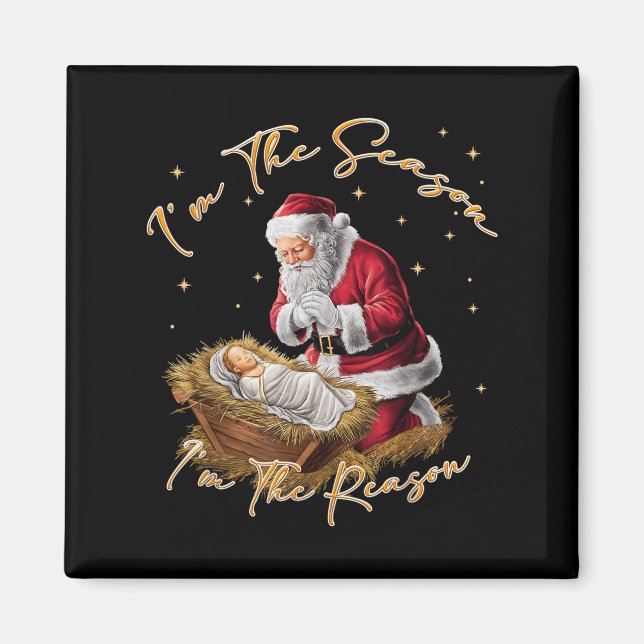 Aimant Retro Im La Saison Im La Raison Père Noël Religieu (Devant)