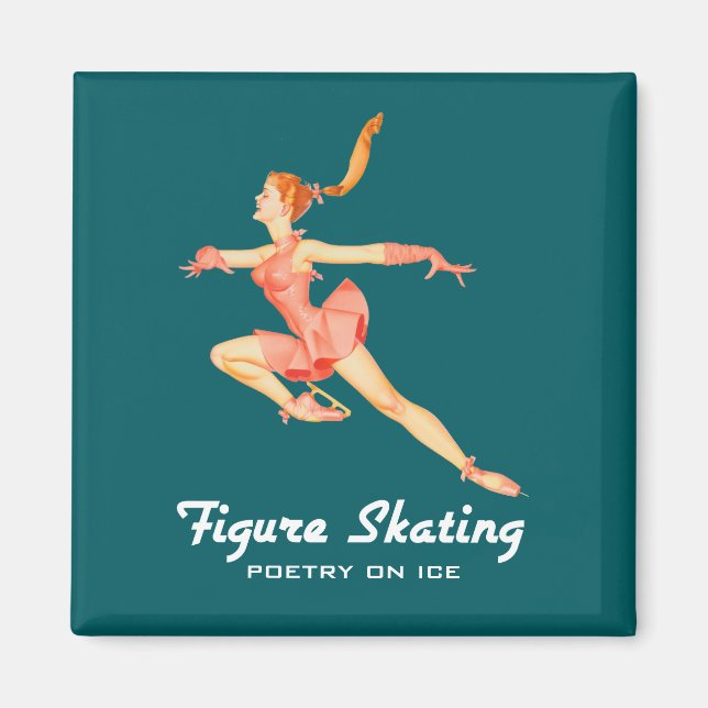Aimant Retro Image of A Figure Skater In A Pink Outfit (Devant)