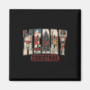 Aimant Retro Joyeux Noël Père Noël Noël Noël Arbre Snowma