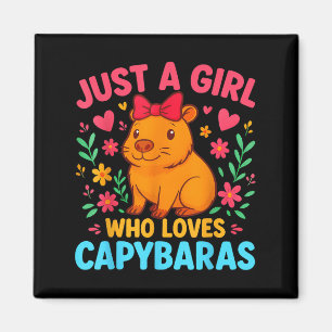 Aimant Retro Juste Une Fille Qui Aime Capybaras Boho Flor