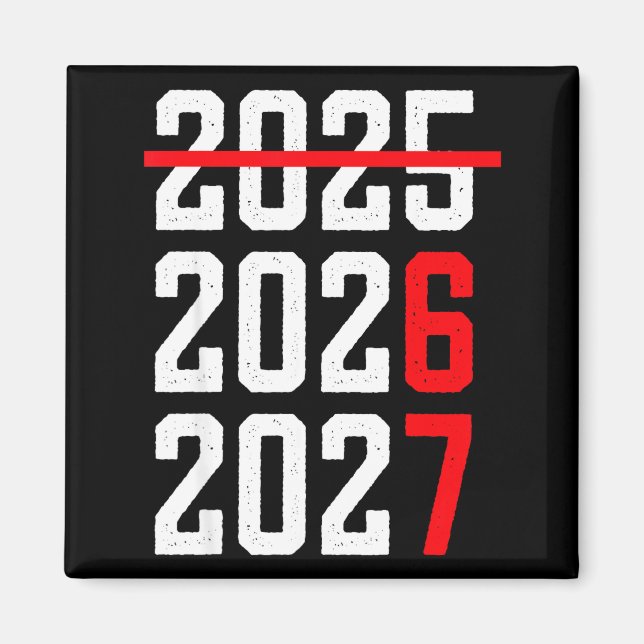 Aimant Retro Kids Funny Happy New Year 2026 2027 67 Meme  (Devant)