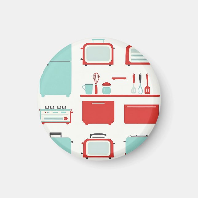 Aimant Retro Kitchen Appliances Pattern (Devant)
