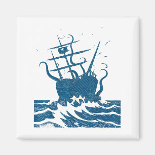 Aimant Rétro Kraken Pieuvre Japonais Taux Navire Vintage 