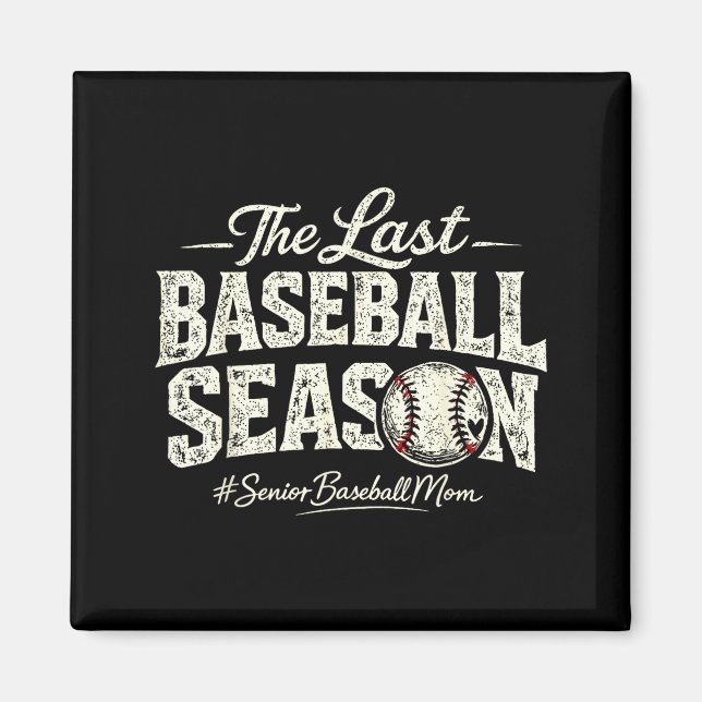 Aimant Rétro la dernière saison de baseball maman de base (Devant)