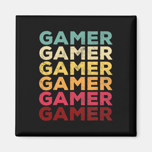 Aimant Retro les années 70 80s 90s Jeu Vidéo Hommes garço (Devant)