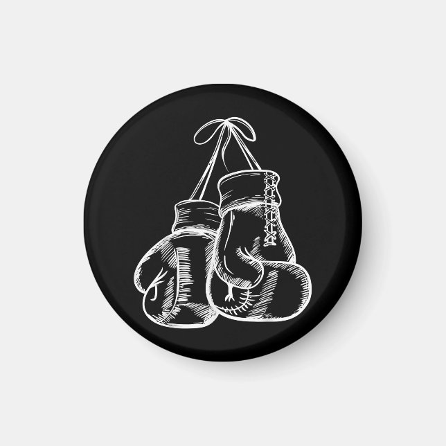 Aimant Retro Love White Boxer Gants Cadeaux Boxer Cadeau (Devant)