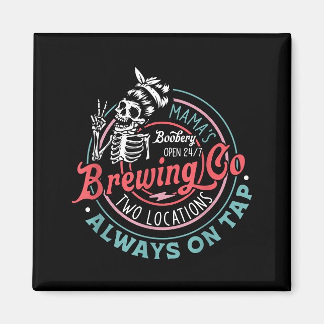 Aimant Retro Mama's Ery Brewing Co Funny Breastfeeding Sk (Devant)