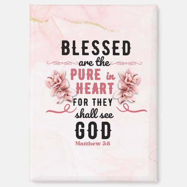 Aimant Rétro Matthew 5:8 Aquarelle Calla Lillies (Recto)