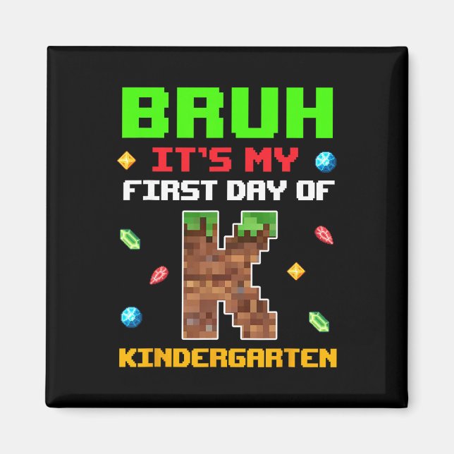 Aimant Rétro mec c'est mon premier jour de maternelle ret (Devant)