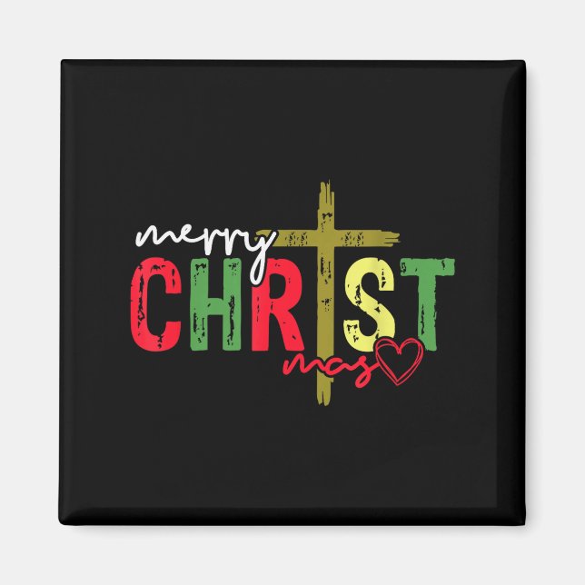 Aimant Retro Merry Christmas Cross Christian Jesus Xmas W (Devant)